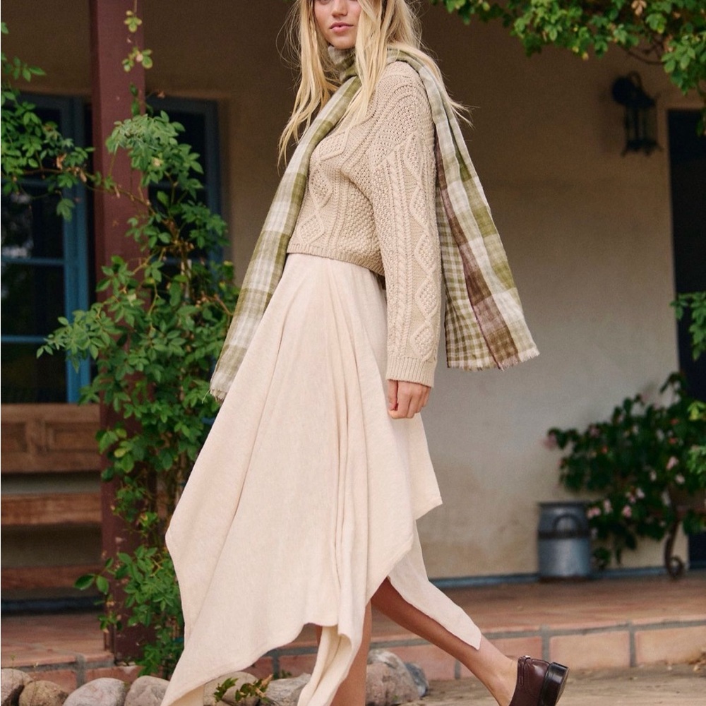 NWT Free People Indigo Sweater Skirt in Summer Sand Asymmetrical XS